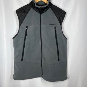 Timberland Gray Soft Shell Fleece Full Zip Vest Pockets
